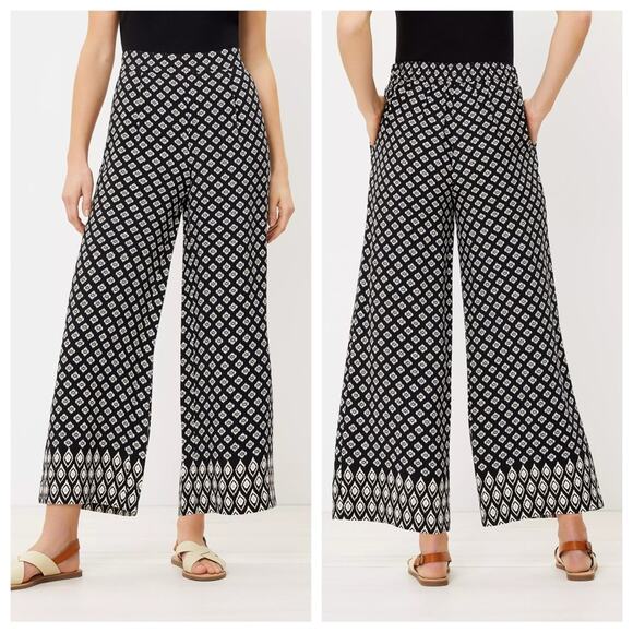 NWT LOFT The Pull On Wide Leg Crop Pant - Size M - Picture 1 of 8